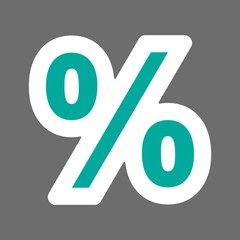 Vector colored sticker percent icon. A flat percentage icon