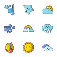 Winter season icons set. Cartoon set of 9 winter season vector icons for web isolated on white background