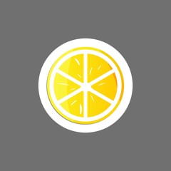 Vector colored sticker of a slice  citrus. Vector icon of lemon, orange, lime