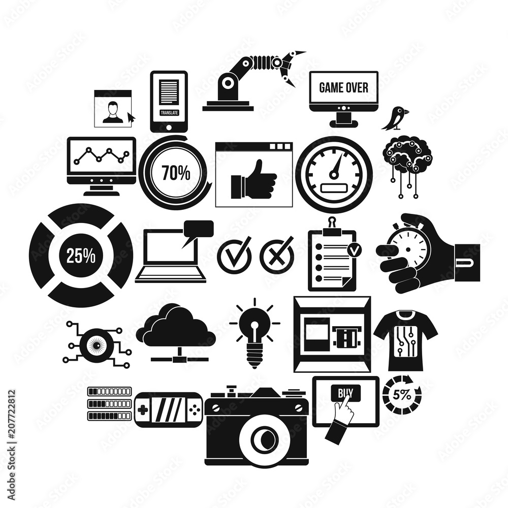 Poster intelligence icons set. simple set of 25 intelligence vector icons for web isolated on white backgro