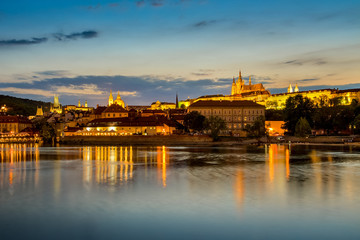 Fototapeta na wymiar Prague city skyline at night in Czech Republic