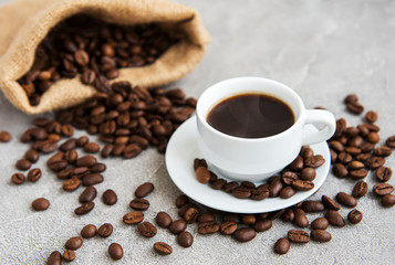 coffee cup and coffee beans