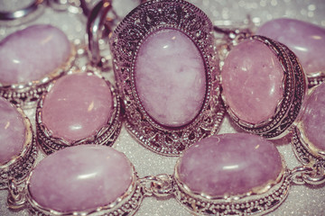 Silver jewellery with purple stone retro