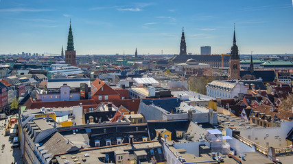 Fototapeta na wymiar Copenhagen city skyline in Copenhagen, Denmark
