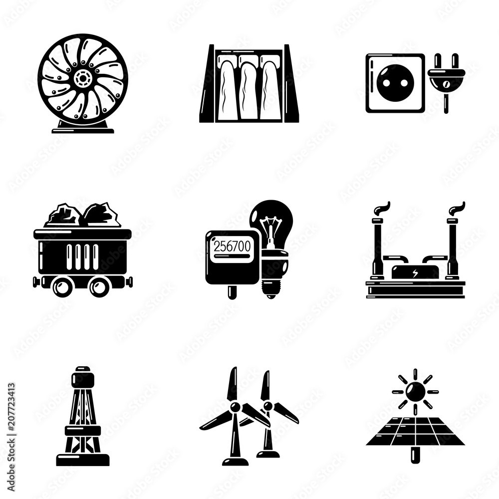 Poster power state icons set. simple set of 9 power state vector icons for web isolated on white background