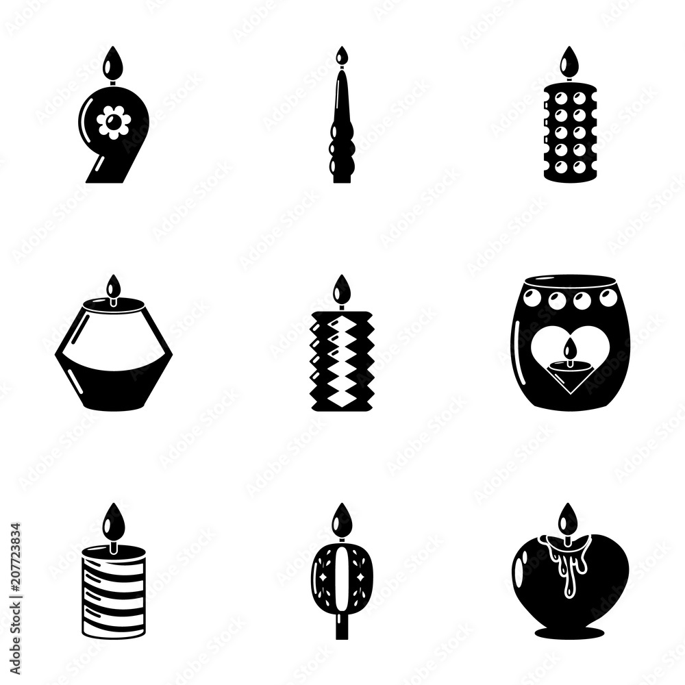 Poster candlelight icons set. simple set of 9 candlelight vector icons for web isolated on white background