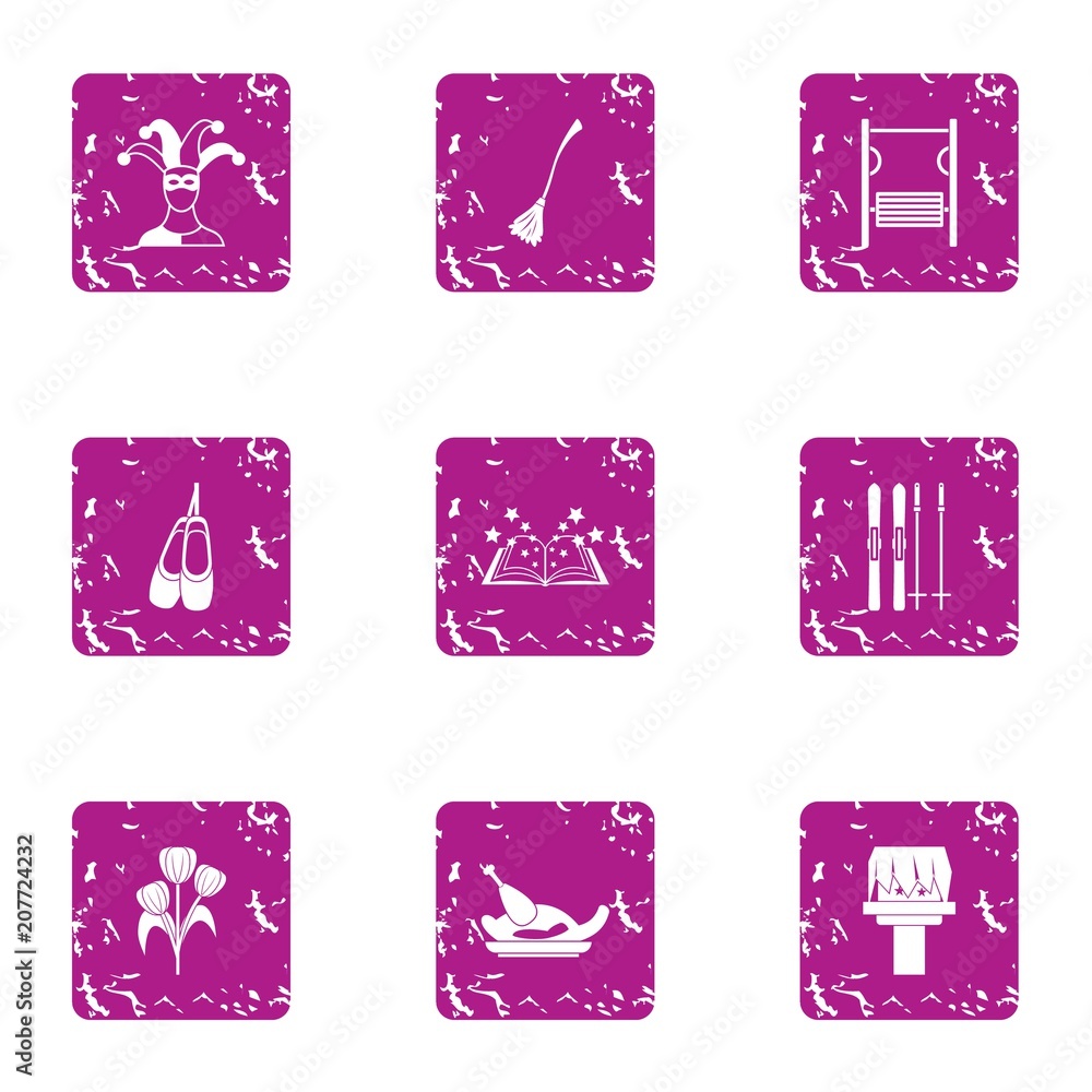 Aufkleber buffoonery icons set. grunge set of 9 buffoonery vector icons for web isolated on white background