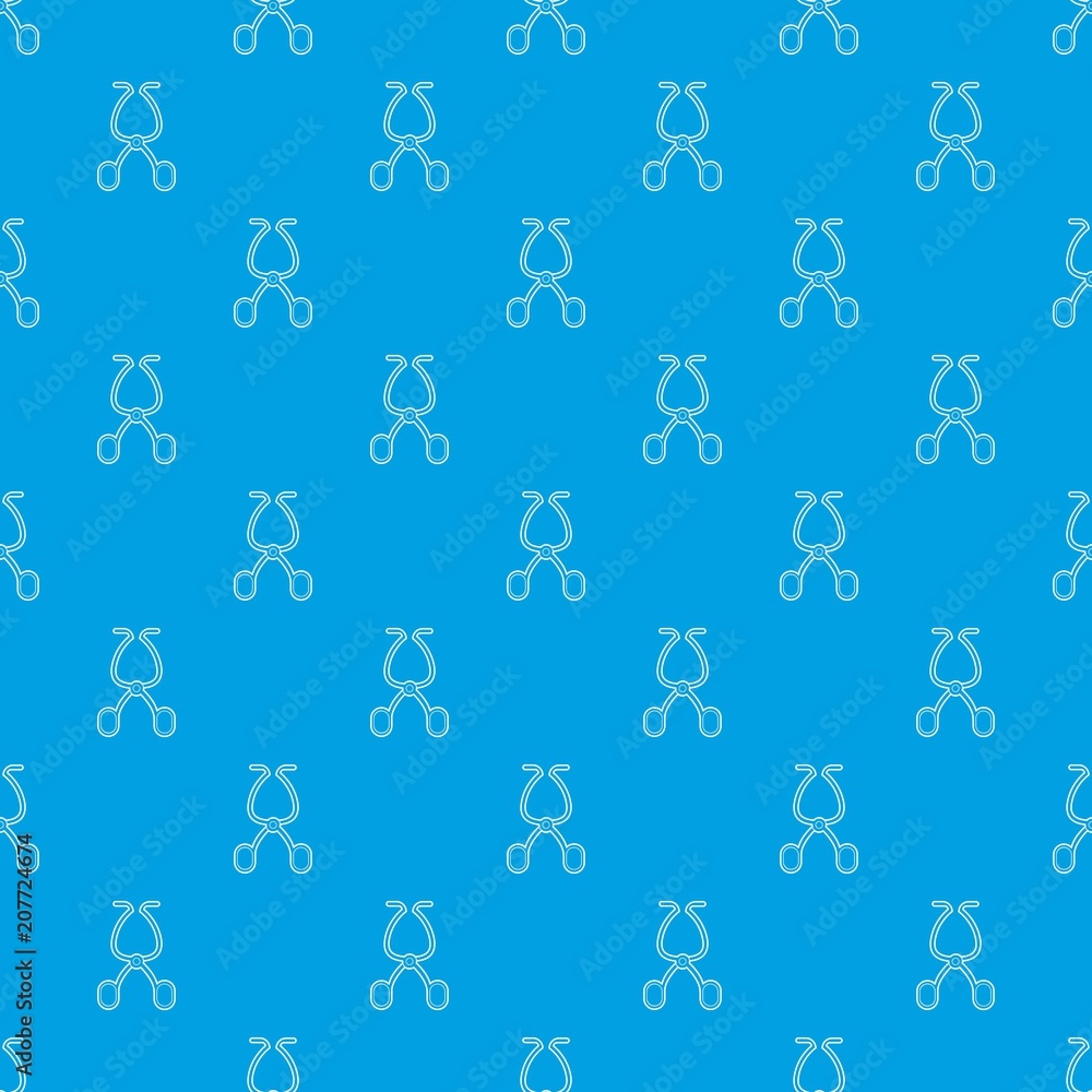 Poster surgical scissors pattern vector seamless blue repeat for any use