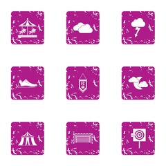 Prank icons set. Grunge set of 9 prank vector icons for web isolated on white background