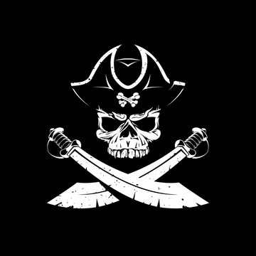 pirate skull icon on black