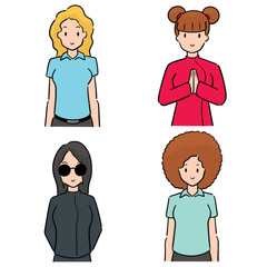 vector set of women