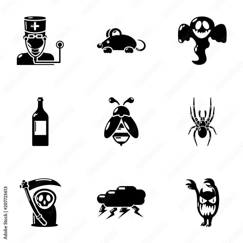 Poster deadly danger icons set. simple set of 9 deadly danger vector icons for web isolated on white backgr