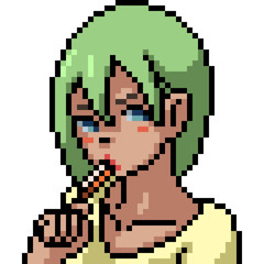 vector pixel art anime girl