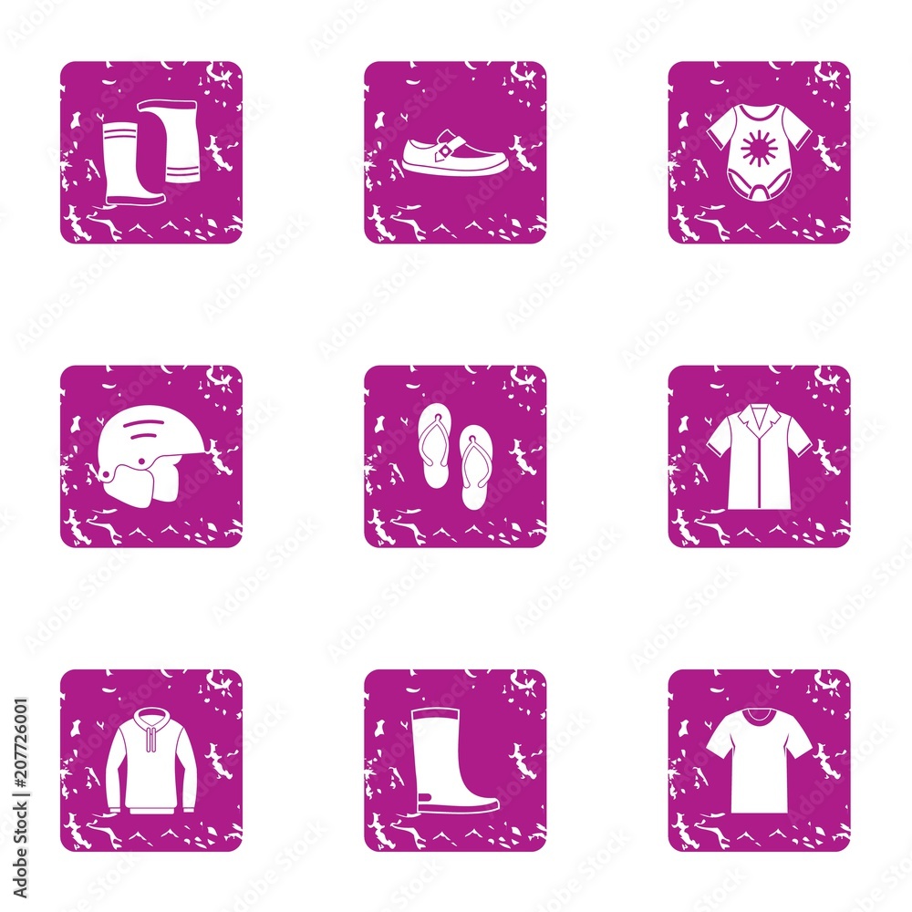 Aufkleber robe icons set. grunge set of 9 robe vector icons for web isolated on white background