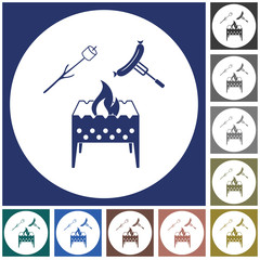 Brazier, zephyr and sausage icon