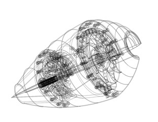 Plane Engine Architect blueprint - isolated