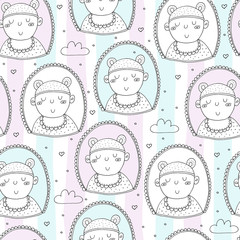 Cute seamless pattern with funny baby. vector illustration.