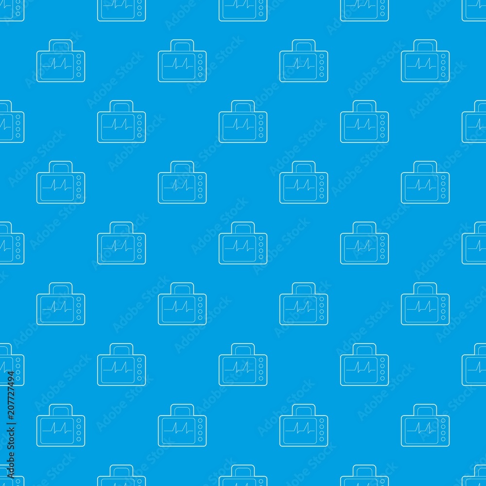 Poster monitor with cardiogram pattern vector seamless blue repeat for any use