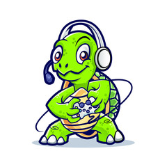 Fototapeta premium Turtle Game Mascot Design Vector