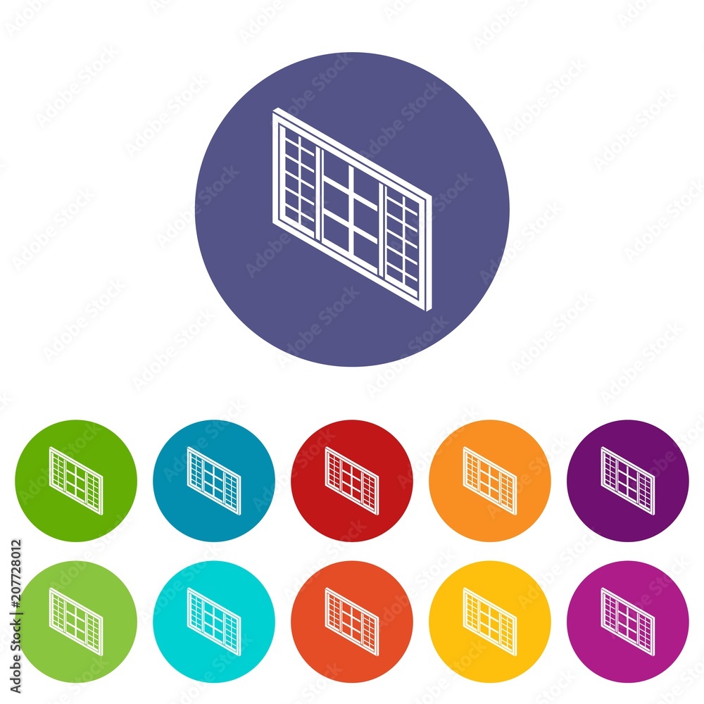 Poster wood window frame icons color set vector for any web design on white background