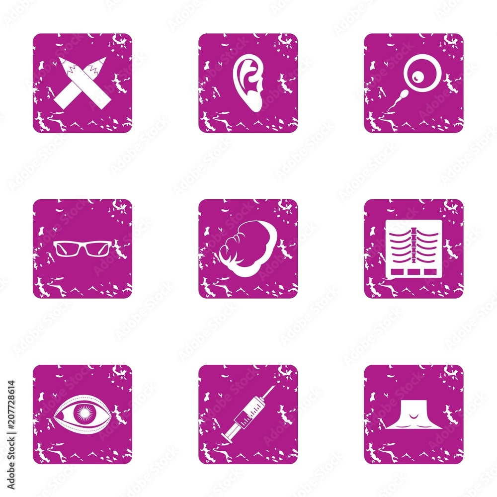 Poster modern cure icons set. grunge set of 9 modern cure vector icons for web isolated on white background