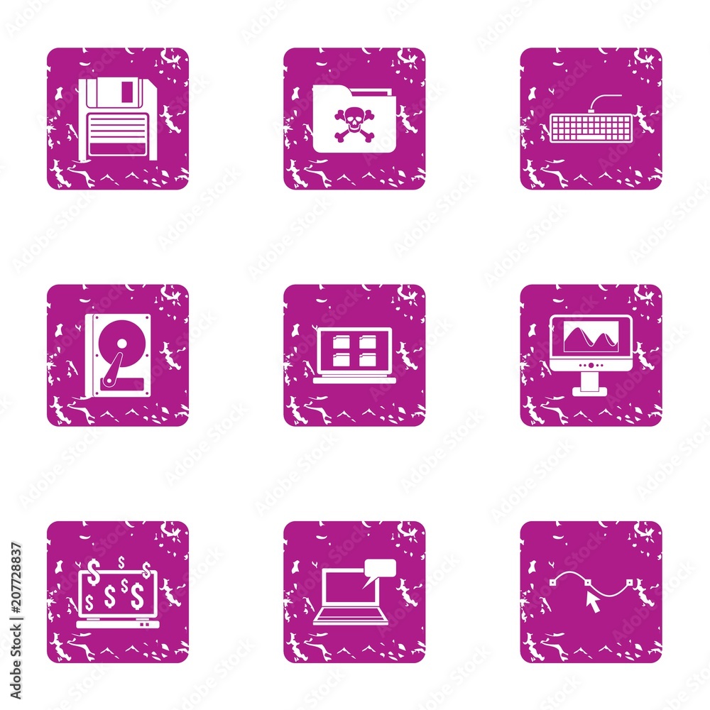 Poster totalize icons set. grunge set of 9 totalize vector icons for web isolated on white background