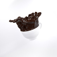 3d render cup with black splash isolated