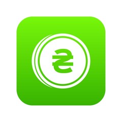 Coin hryvnia icon digital green for any design isolated on white vector illustration