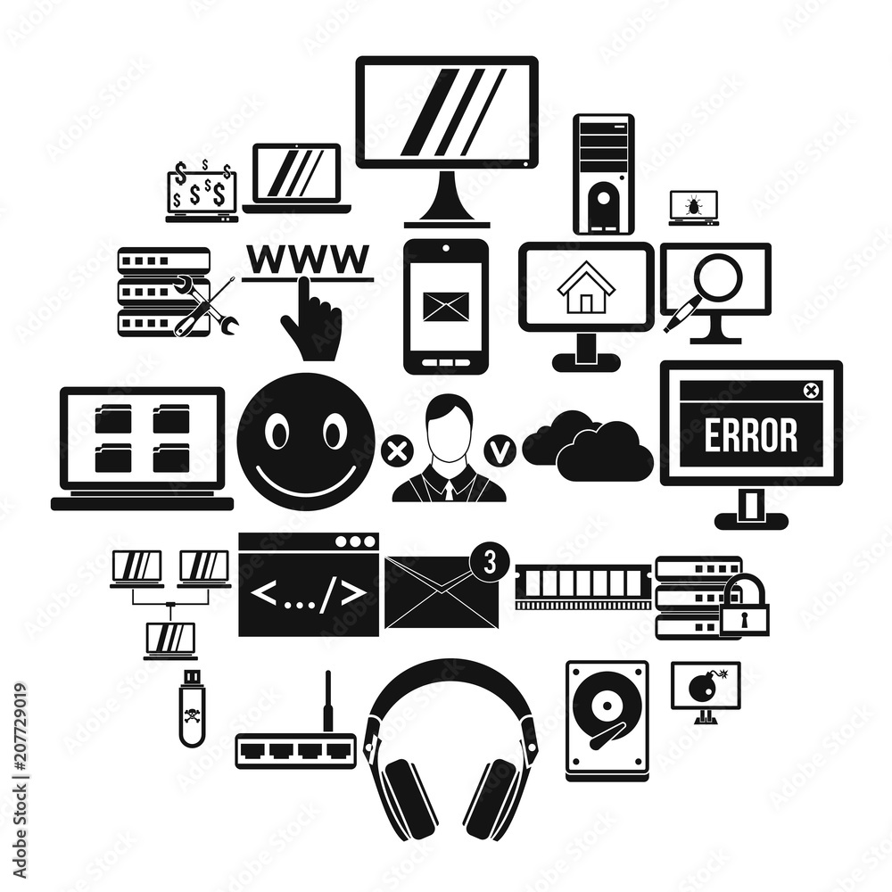 Aufkleber internet icons set. simple set of 25 internet vector icons for web isolated on white background