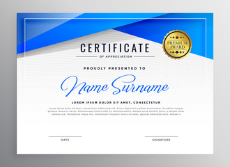 blue professional diploma certificate design