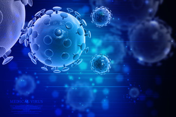 3d rendering Virus bacteria cells background