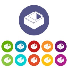 Basement window frame icons color set vector for any web design on white background