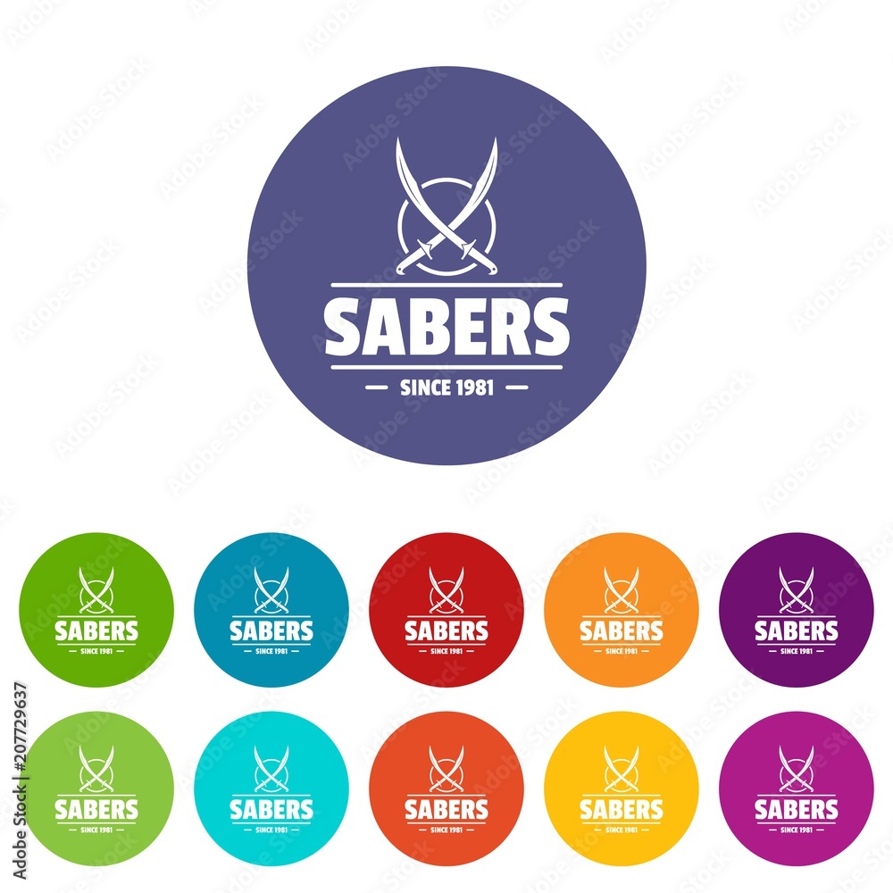 Poster saber icons color set vector for any web design on white background