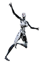 3D Rendering Female Robot on White