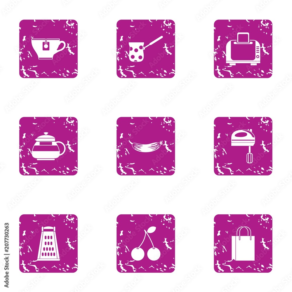 Aufkleber prepare to party icons set. grunge set of 9 prepare to party vector icons for web isolated on white 