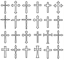 religion cross icon set