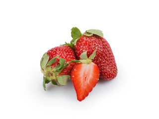 organic strawberries isolated on white background