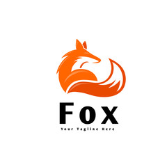 Obraz premium sit down fox standby for looking logo