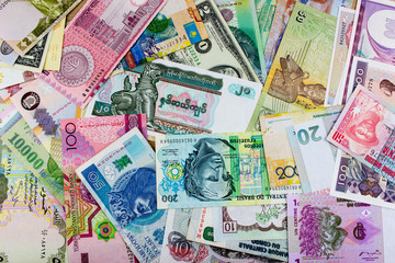 Fototapeta na wymiar Differnt world banknotes. Business concept. 