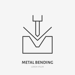 Metal bending flat line icon. Iron works sign. Thin linear logo for metalwork service.