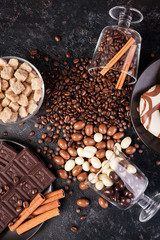 Delicious candies on a dark vintage wooden background