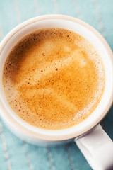 Close up of freshly made cup of coffee