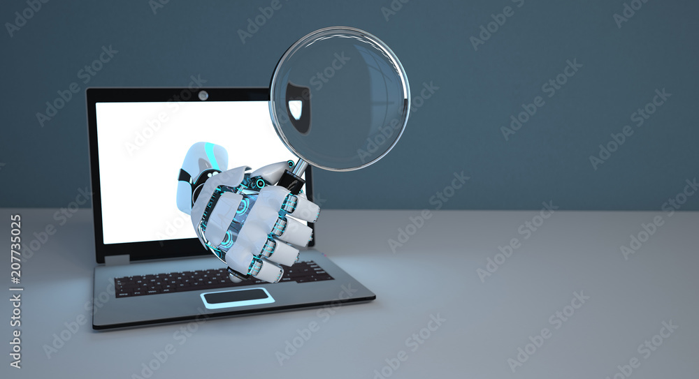 Canvas Prints robot hand loupe notebook