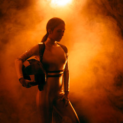 Female Astronaut Spatial Mission Sci-Fi Portrait © nicoletaionescu