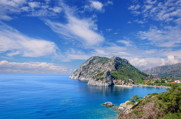 Fototapeta na wymiar Seascape with islands. Mediterranean Sea Turkey.