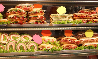 sandwiches stuffed with meat and vegetables