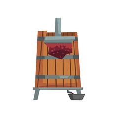 Grape press, wine production process vector Illustration on a white background