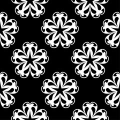 White floral seamless pattern on black background