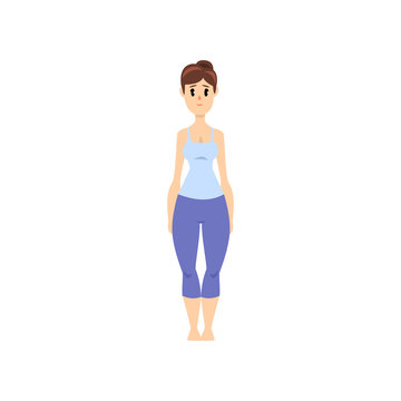 Beautiful woman in sport uniform standing, girl practicing yoga vector Illustration on a white backgroun