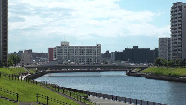 OJI,  TOKYO,  JAPAN - CIRCA JUNE 2018 : Scenery of RESIDENTIAL APARTMENT AREA in Oji area.  This area is famous for HUGE APARTMENT BUILDINGS in Japan.